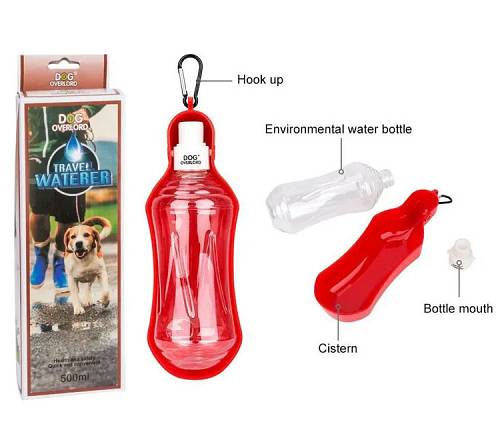 Μπουκάλι νερού ταξιδίου για σκύλους Dog Overlord 500ml 23,5Χ8 Χ5εκ