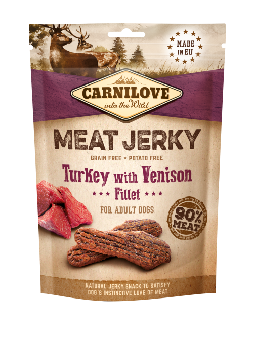 Carnilove® Σνακ για Σκύλους Meat Jerky Turkey με Φιλέτο Ελαφιού