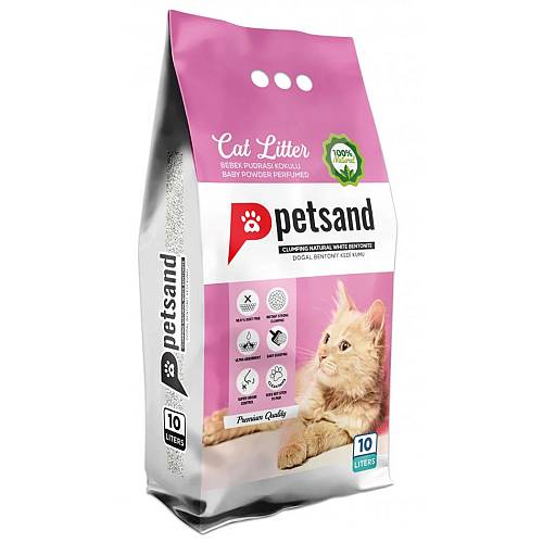 Άμμος υγιεινής Γάτας Petsand. Άρωμα Baby Powder. Λευκός μπεντονίτης.
