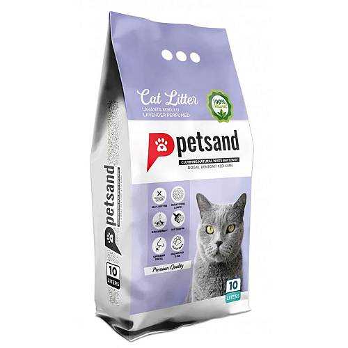 Άμμος υγιεινής Γάτας Petsand. Άρωμα Λεβάντας. Λευκός μπεντονίτης.