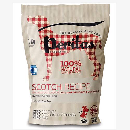 BARF Scotch. Φυσική ωμή τροφή σκύλου Peritas. Αρνί, Κοτόπουλο, αυγό, λαχανικά, φρούτα, βότανα