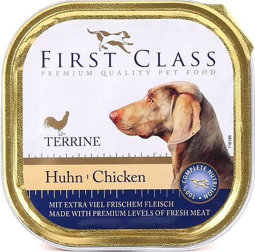 Δισκάκι τροφής πατέ για Σκύλους First Class κοτόπουλο 300gr