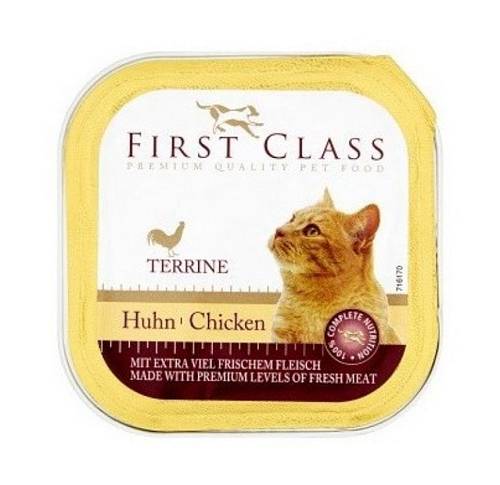 Δισκάκι τροφής πατέ για Γάτες First Class κοτόπουλο 100gr