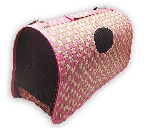 Τσάντα μεταφοράς σκύλου & γάτας ροζ γεωμετρική 48Χ22Χ30cm ύψος