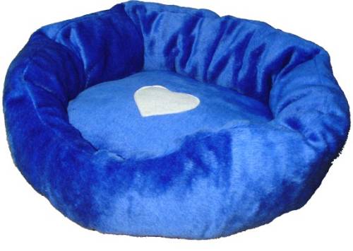 Kρεβάτι στρογγυλό γούνινο με καρδιά electric blue 50cm βελούδινης υφής