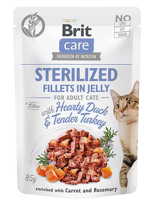 Brit Care® Cat Pouches Fillets In Jelly Duck & Turkey with Carrot & Rosemary