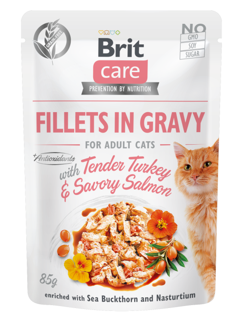 Brit Care® Cat Pouches Fillets In Gravy Turkey & Salmon