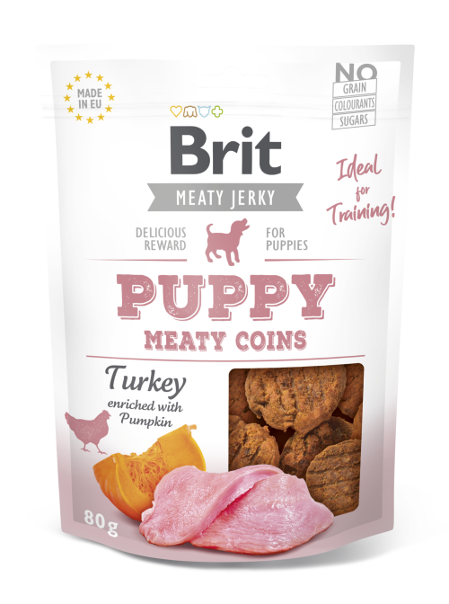 Brit® Dog Snack Jerky Meaty Coins Puppy Turkey