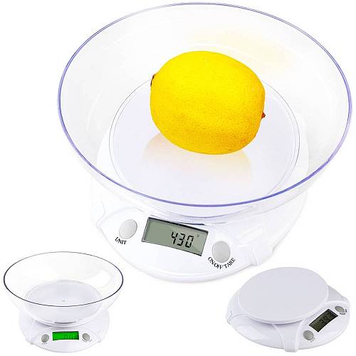 Ηλεκτρονική ζυγαριά κουζίνας LCD με μπολ ζυγίσματος 7 kg/1g και φωτισμό