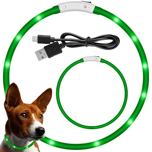 LED φωτιζόμενο κολάρο για Σκύλο και Γάτα με USB σε 3 χρώματα. 50cm συνολική περίμετρος.