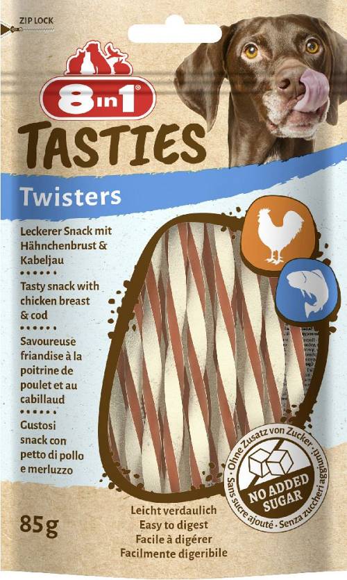 8in1 Tasties Chicken Twister σνακ επιβράβευσης για σκύλους Συσκευασία 85g
