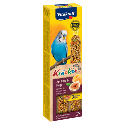 Vitakraft Apricot & Fig Budgie. Κράκερ στικ για πουλιά με βερίκοκο και σύκο. 2 στικς.