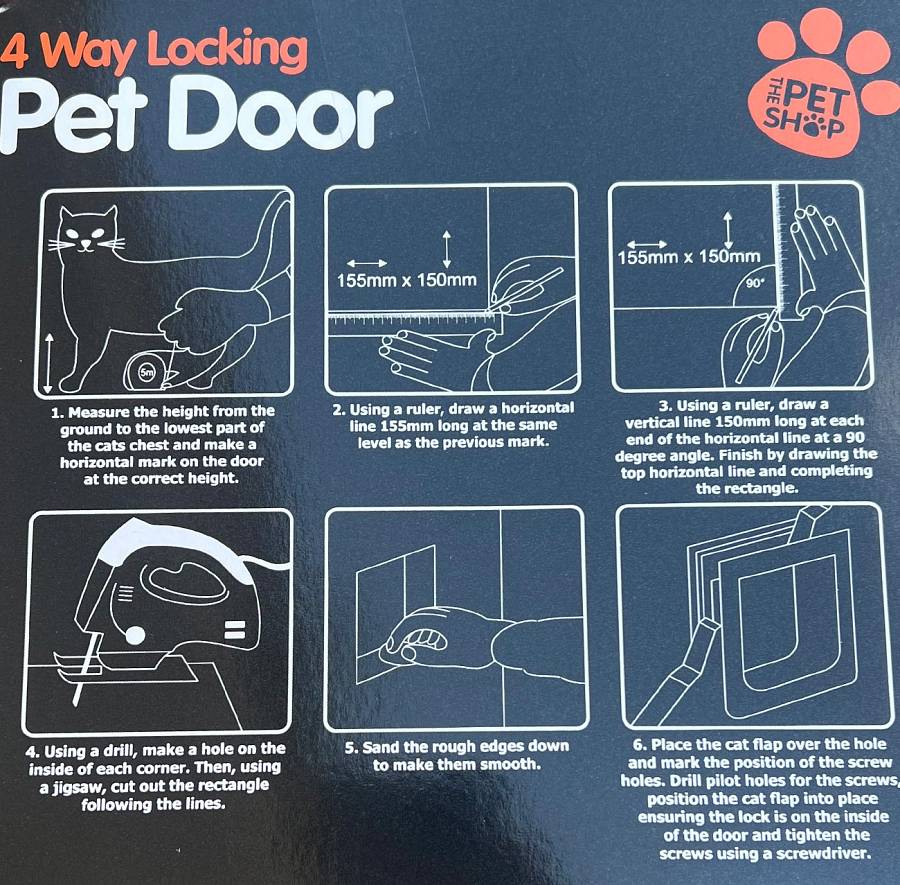 Πορτάκι για κατοικίδια 4way Pet Door απλής τοποθέτησης 22,5 x 20,3 x 3cm