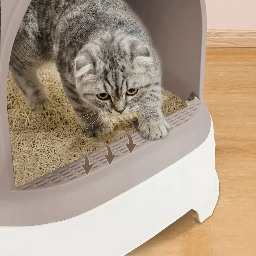 Τουαλέτα γάτας θάλαμος με συρτάρι στο κάτω μέρος. 52x42x38,5cm. Διάφανη πόρτα και λαβή