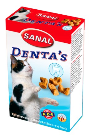 Sanal Dentas Λιχουδιές Σνακ Γάτας 75gr Με βιταμίνη Α, D3 και Ε. Προστατεύει δόντια και ούλα.
